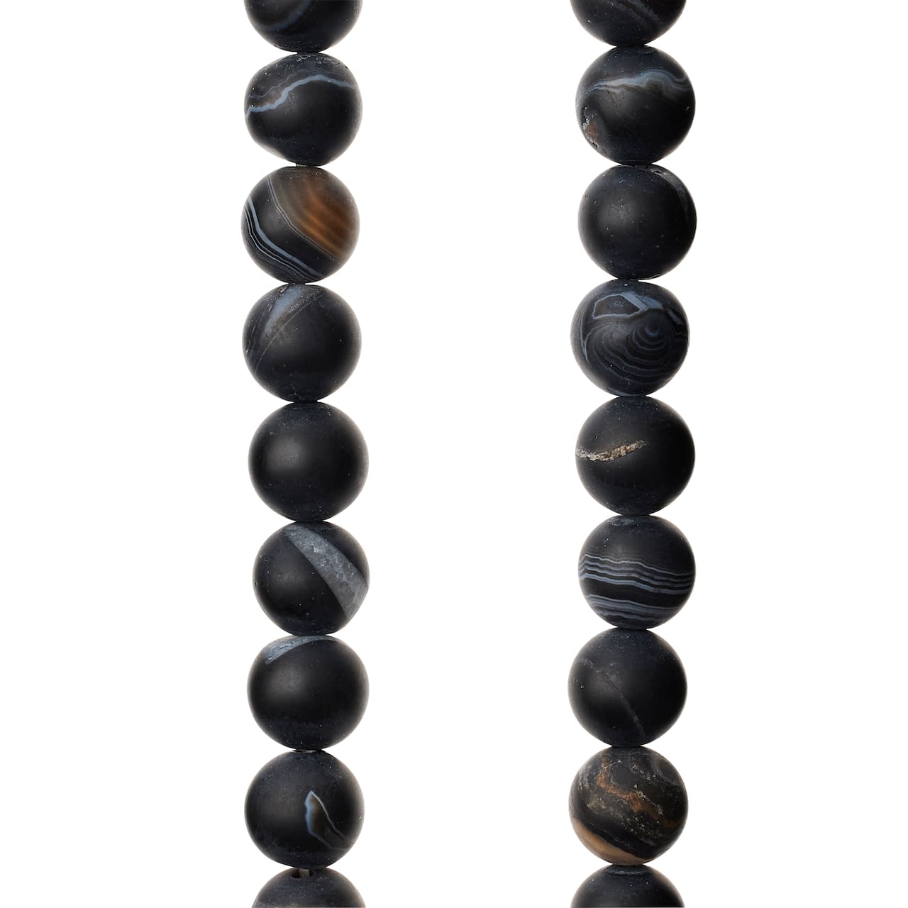 Matte Black &#x26; Brown Striped Agate Round Beads, 8mm by Bead Landing&#x2122;